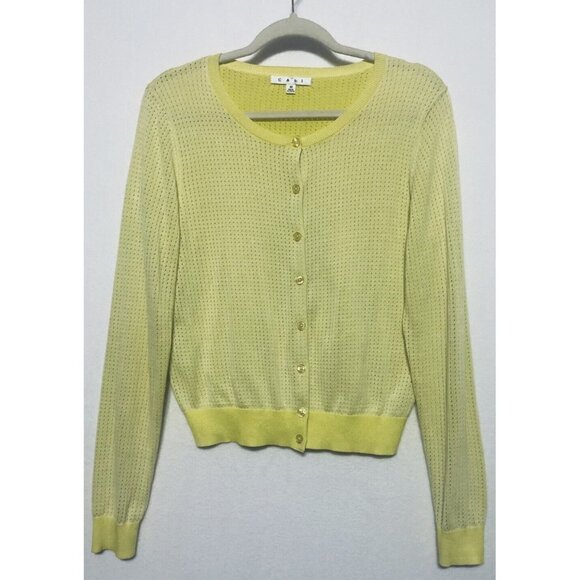 Cabi Womens Medium Yellow Daffodil Cardigan Sweater Button UpStyle 706 - Picture 1 of 6